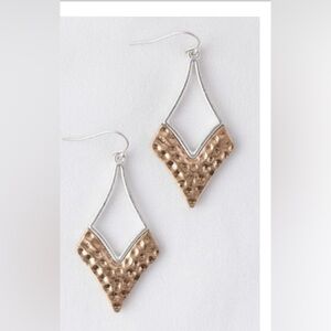 Dual tone hammered metal drop earrings.‎ Reserved for Leah